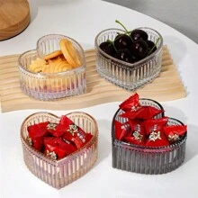 Caja De Almacenamiento De Cristal En Forma De Corazón, Joyero En Relieve, Caja De Dulces, 1 Ud. - Blanco - Ver 1
