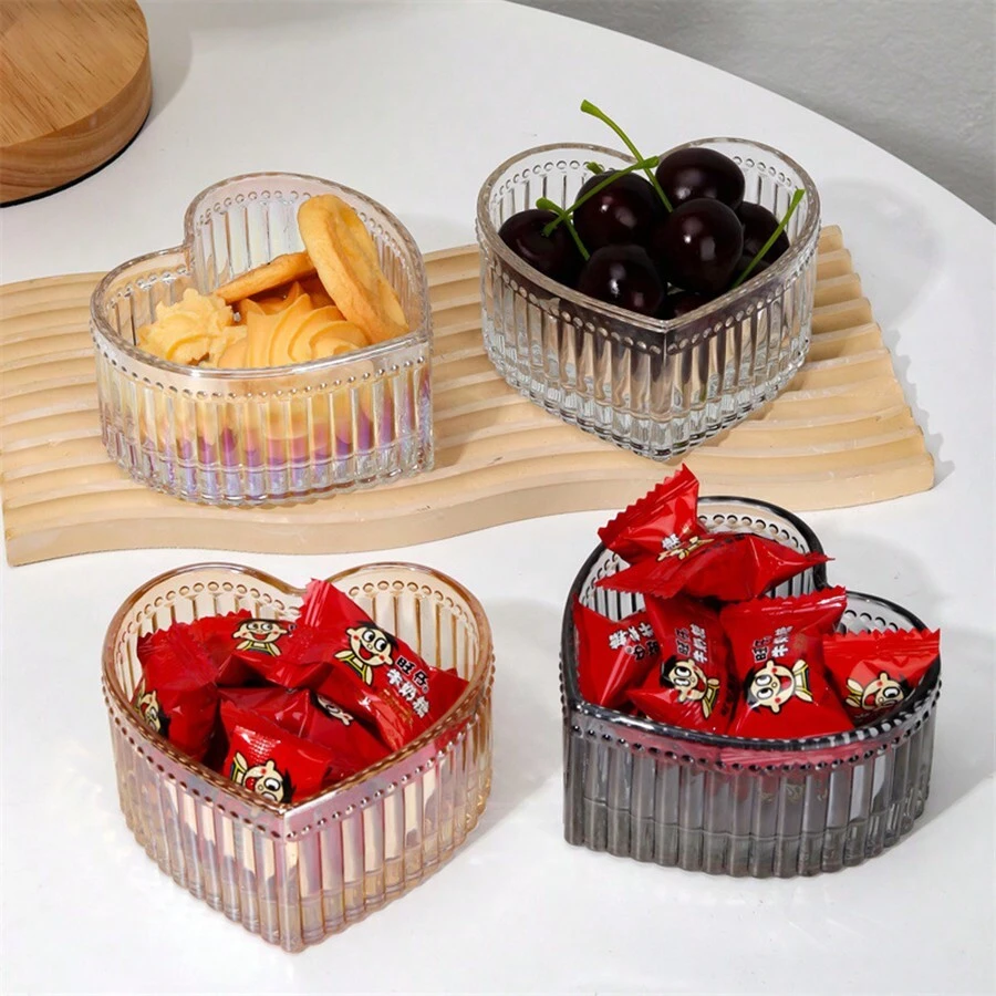 Caja De Almacenamiento De Cristal En Forma De Corazón, Joyero En Relieve, Caja De Dulces, 1 Ud. - Blanco - Ver 1