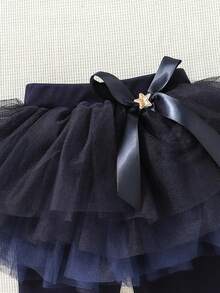 Girls' Navy Blue Mesh Tutu Leggings - Navy Blue - View 3