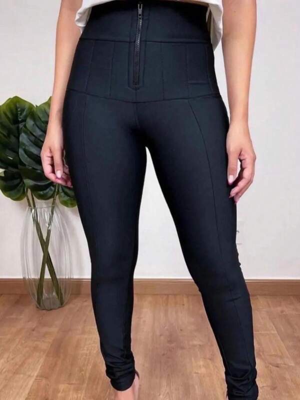 Calça Lipo Feminina Suplex Montaria Alta Compressão Ziper  Calça Power Preta Inverno 2024