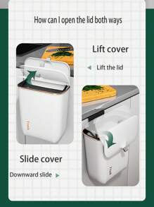 1 Pieza Basurero De Plástico Con Tapa Para Pared Para Almacenamiento En La Cocina Y Sala De Estar - Blanco - Ver 6