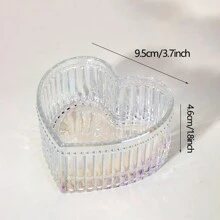 Caja De Almacenamiento De Cristal En Forma De Corazón, Joyero En Relieve, Caja De Dulces, 1 Ud. - Blanco - Ver 3