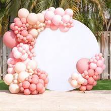 White Round Backdrop Circle Wedding Arch Stand Photo Photography Background Wall For Birthday Baby Shower Wedding Decorations (Note: Not Include Circle Stand And Balloons.) - 7.2 feet - View 7