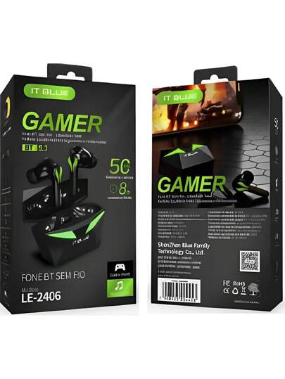 Fone De Ouvido Gamer  Sem Fio Com Microfone com luz respiratória colorida