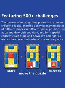 1 件磁性滑動拼圖遊戲、華容道挑戰滑動拼圖、腦筋急轉彎益智遊戲 - 黑色 - 查看 6