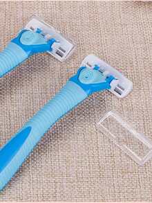 1 Pieza Kit De Afeitado Manual Manscaping Para Hombres Con Estuche, Incluye 4 Cuchillas De Afeitar - Azul - Ver 5