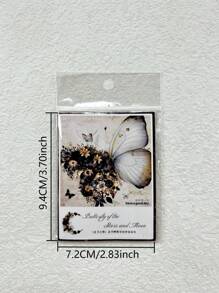 30 張蝴蝶月亮花卉拼貼防水貼紙適用於日記、剪貼簿、相冊 Diy 裝飾 - 彩色 - 查看 7