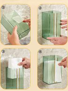 1pc Wall-mounted Tissue Storage Box, Desk Tissue Holder - Clear - View 3