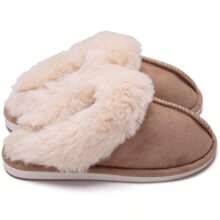 Women's Woolen Slippers Memory Foam Fluffy Moccasin With Soft Plush Fleece Lining Slip-On For Indoor Outdoor Use