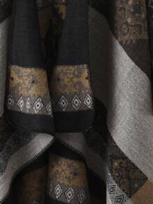 1 件女士复古优雅几何格子图案保暖围巾/披肩，适合秋冬季旅行和日常使用