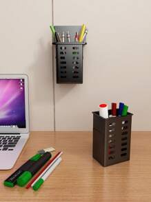 1set Plastic Wall-mounted Pen Holder For Home And Office Use - Black - View 5