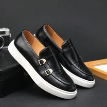 Men's 2025 Spring New Fashion Casual Leather Shoes, British Style Breathable Flat Shoes For Men, Suitable For Summer