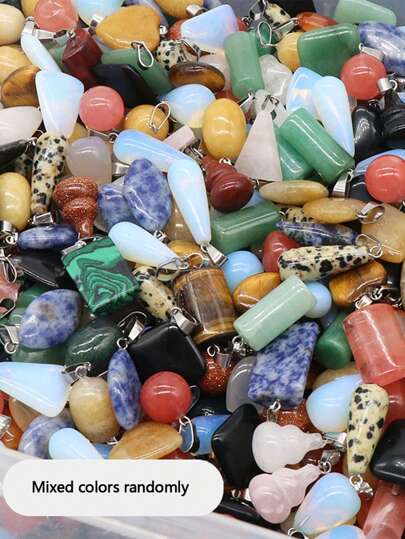 10 piezas/paquete colgantes de piedra Natural de estilo aleatorio para collar DIY y fabricación de joyas al por mayor