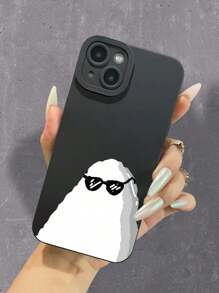 1 Miếng Đen Silicon Dầu Xịt nước Chống sốc Bảo vệ TPU Máy chụp hình & Thiết kế mắt Trở lại Che phủ Với Đen & Trắng Cho nam giới , Tương thích với iPhone - Đen và trắng - Xem 1