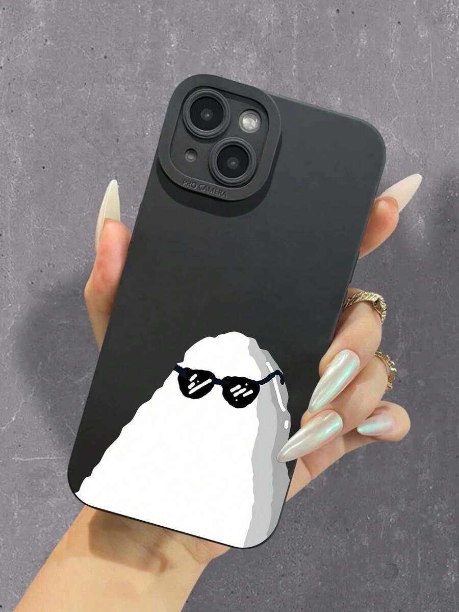 1 Miếng Đen Silicon Dầu Xịt nước Chống sốc Bảo vệ TPU Máy chụp hình & Thiết kế mắt Trở lại Che phủ Với Đen & Trắng Cho nam giới , Tương thích với iPhone - Đen và trắng - Xem 1