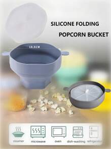 1入組符合微波爐安全要求的矽膠爆米花桶,帶蓋高溫耐用 - 灰色 - 查看 1