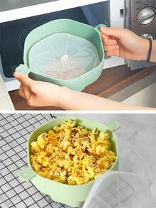 1入組符合微波爐安全要求的矽膠爆米花桶,帶蓋高溫耐用 - 灰色 - 查看 3
