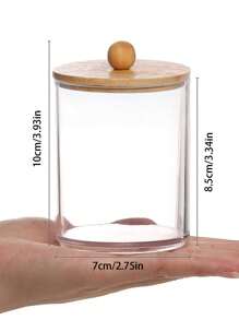 1 Pieza Contenedor De Almacenamiento Transparente Con Tapa De Bambú Para Hilo Dental - Multicolor - Ver 4