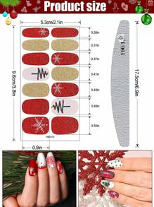 8 张圣诞自粘美甲贴纸，配 1 个指甲锉，DIY 圣诞美甲套装带模板，包括圣诞树、雪花、驯鹿等美甲用品，指甲，指甲饰物，指甲宝石 - 彩色 - 查看 4