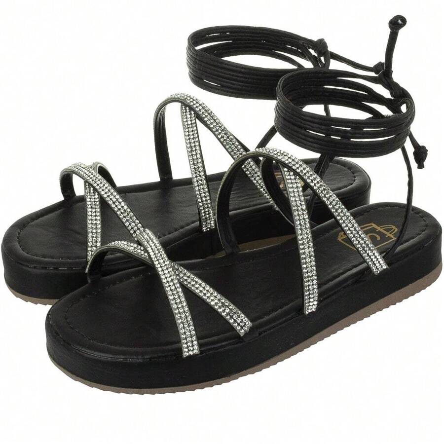 Women Flat Sandals - 黑色 - 查看 1