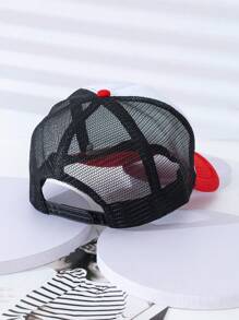 1頂通用公雞裝飾卡車司機帽,適合日常穿著和戶外旅行 - 紅白色 - 查看 3