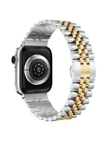 1 pieza Correa de reloj de acero inoxidable compatible con Apple Watch de 46mm, 49mm, 40mm, 44mm, 45mm, 41mm, 42mm, 38mm, pulsera de repuesto compatible con Apple Watch Series 11, 10, 9, 8, 7, SE, 6, 5, 4, 3, 2, 1, Ultra 3/2/1, compatible con IWatch S10/S11, pulsera de reloj de metal con cierre de mariposa, accesorios de pulsera de reloj de acero inoxidable, diseño unisex duradero para hombres y mujeres