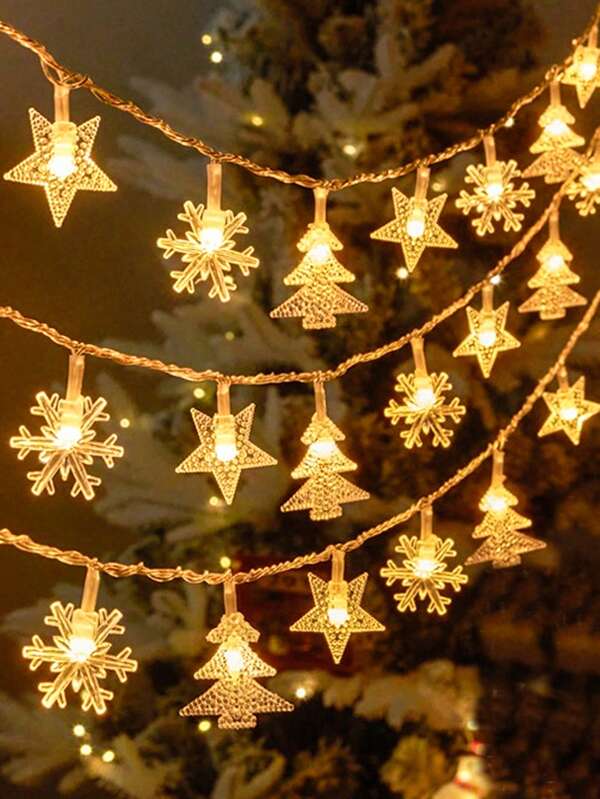 Christmas Decoration Light With Autumnal Wreath Design, String Lights With Flashing Snowflakes, Stars, Pine Cones, Suitable For Home Dining Tables And Fireplaces Christmas Decor Christmas Gift Thanksgiving Christmas Tree Decor Ornaments Christmas Light Bedroom Decor Home Decor Party Decor Holiday Festival Room Decor