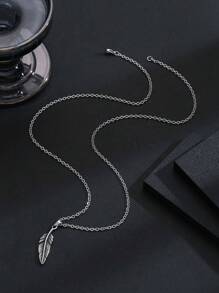 1pc Vintage Feather Punk Hip Hop Street Style Good Quality Man Fashionable Popular Stainless Steel Jewelry  Accessories Men Geometric Charm Chain Necklace For Jewelry Gift & A Stylish Look