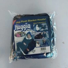 加厚法兰绒毯子，带袖子和帽子，户外保暖睡袍毯子，保暖内衬冬季礼物 - 紅色 - 查看 8