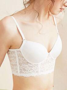 Ladies' Sexy Lace Push-up Bra With Open Back Design - White - View 4