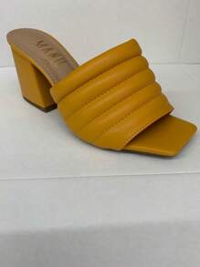 Tamanco 4 costuras Salto bloco Classic - Amarelo mostarda - Visão 2