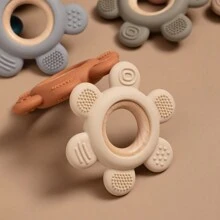 1pc Baby Silicone Wooden Teether Toy  Infant Health Care Ring Toys Gifts Newborn Teeth Molar Stick for Teething Chewing Babies Accessories