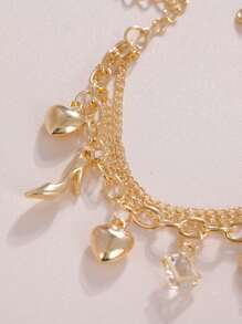 CVNANA 1入組8吊墜夏天高跟鞋,心,貝殼吊墜手環適用於海洋和海灘戀人,生日禮物帶皇冠和埃菲爾鐵塔手鏈 - 金黃色 - 查看 3