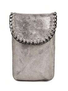 Fashionable Unique Personality Metallic Feeling Flash Soft Fabric Style Phone Bag,Rock,Gothic,Iron Chain,Corduroy,Multifunctional Crossbody Shoulder Bag Suit For Ladies To Pair With Daily Outfit,Dating,Shopping, Funky, Punk & Bag For Street Wear, 2000s Fashion Style Bag For Women