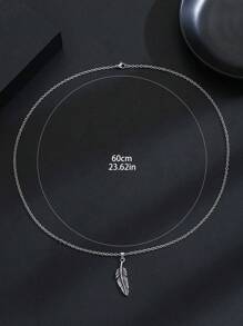 1pc Vintage Feather Punk Hip Hop Street Style Good Quality Man Fashionable Popular Stainless Steel Jewelry  Accessories Men Geometric Charm Chain Necklace For Jewelry Gift & A Stylish Look