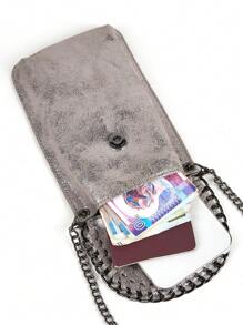 Fashionable Unique Personality Metallic Feeling Flash Soft Fabric Style Phone Bag,Rock,Gothic,Iron Chain,Corduroy,Multifunctional Crossbody Shoulder Bag Suit For Ladies To Pair With Daily Outfit,Dating,Shopping, Funky, Punk & Bag For Street Wear, 2000s Fashion Style Bag For Women