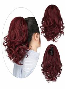 Synthetic Hair Ponytail In Burgundy Color, 12 Inches Length, Suitable For Daily Wear, Made Of Matte High Temperature Fiber - Burgundy - View 2