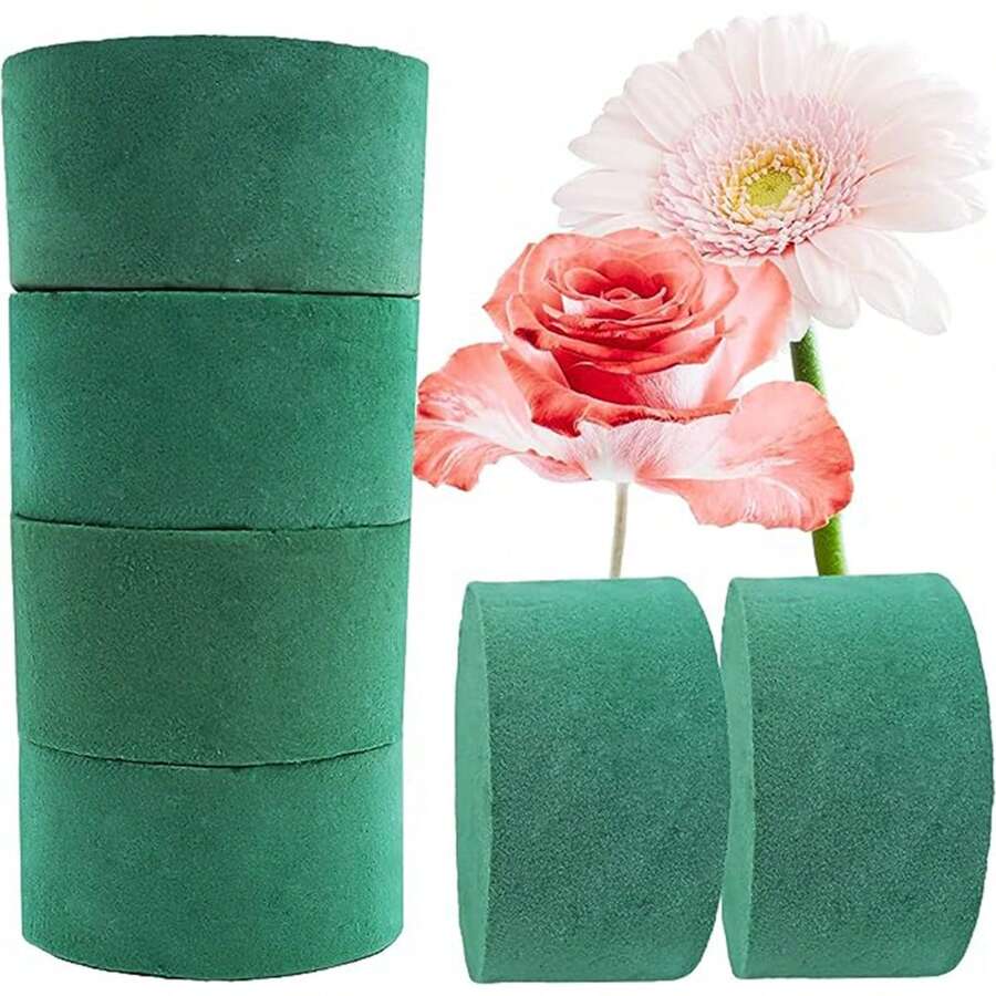 6入組3.2”x1.6花卉泡沫圓形人工花泡沫塊,可以插入鮮花,適用於鮮花花藝製作,乾/濕葉綠植物泡沫,為新鮮花卉而設的花藝泡沫 - 綠色 - 查看 1