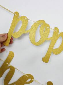 2 pièces Banderole dorée scintillante pour décoration de fête avec le slogan "pop the champagne", douche nuptiale, Noël