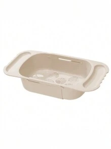 1pc Plastic Over The Sink Drain Rack, Retractable Vegetable And Fruit Washing Rack For Kitchen