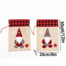 1入隨機卡通裝飾束口袋,適用於聖誕糖果、禮物、蘋果、森林和人物形狀 - 彩色 - 查看 4