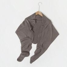 1pc Ladies' New Autumn Solid Color Versatile Small Shawl, Fashionable Knitted Scarf For Warmth - Dark Grey - View 5