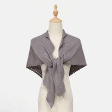 1pc Ladies' New Autumn Solid Color Versatile Small Shawl, Fashionable Knitted Scarf For Warmth - Dark Grey - View 2
