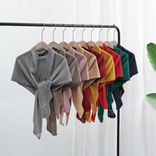 1pc Ladies' New Autumn Solid Color Versatile Small Shawl, Fashionable Knitted Scarf For Warmth - Dark Grey - View 1