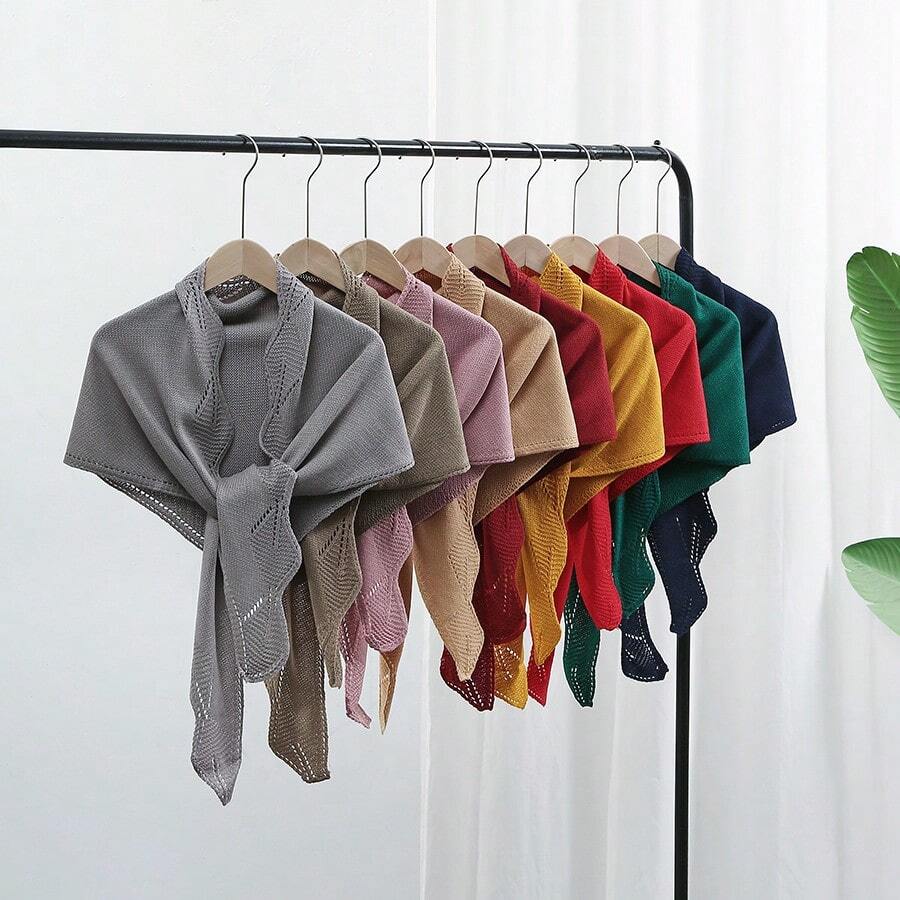 1pc Ladies' New Autumn Solid Color Versatile Small Shawl, Fashionable Knitted Scarf For Warmth - Dark Grey - View 1