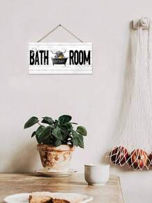 1 pieza Señal de baño divertida con girasol y vaca de las Tierras Altas bañándose en la bañera, placa colgante de madera para decoración, disponible en 6 x 12/4 x 8 pulgadas, decoración del hogar, decoración de la habitación, decoración de pared