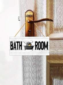 1 pieza Señal de baño divertida con girasol y vaca de las Tierras Altas bañándose en la bañera, placa colgante de madera para decoración, disponible en 6 x 12/4 x 8 pulgadas, decoración del hogar, decoración de la habitación, decoración de pared