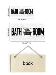 1 pieza Señal de baño divertida con girasol y vaca de las Tierras Altas bañándose en la bañera, placa colgante de madera para decoración, disponible en 6 x 12/4 x 8 pulgadas, decoración del hogar, decoración de la habitación, decoración de pared