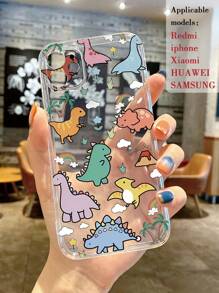 Étui de téléphone antistatique en TPU opaque avec motif de dinosaure, compatible avec et - Multicolore - Voir 2