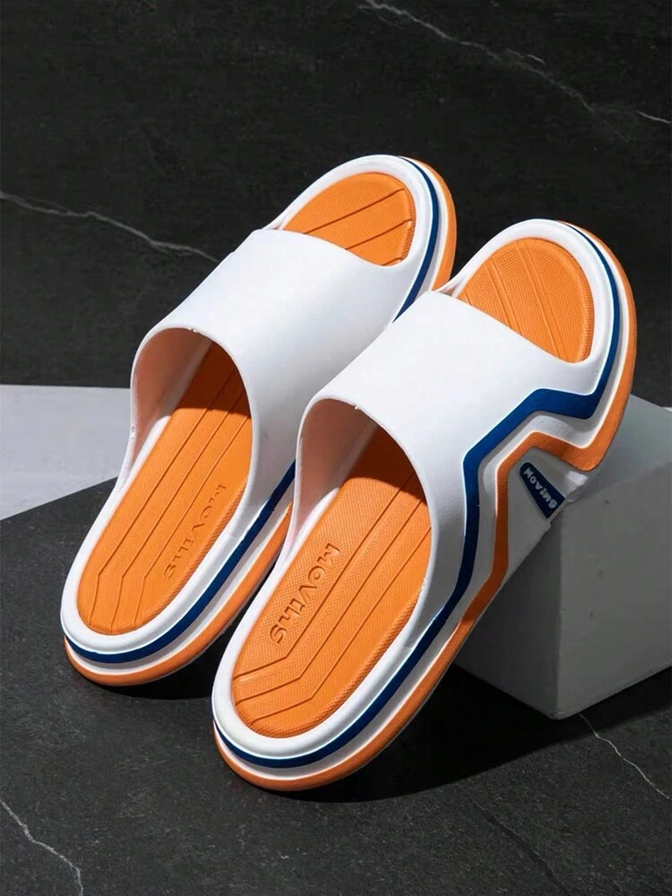 Zapatillas Antideslizantes Al Aire Libre De Verano Para Hombre, Estilo Urbano, Pareja, Sandalias De Playa Naranjas Y Blancas - Naranja - Ver 4